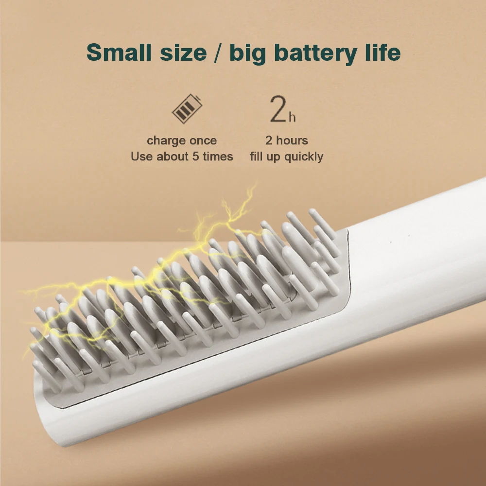 Portable Wireless Hair Heating Comb 2 In 1 USB Cordless Mini Hair Straightener and Curler Wavy-Hair Styling Salon Styling Tool