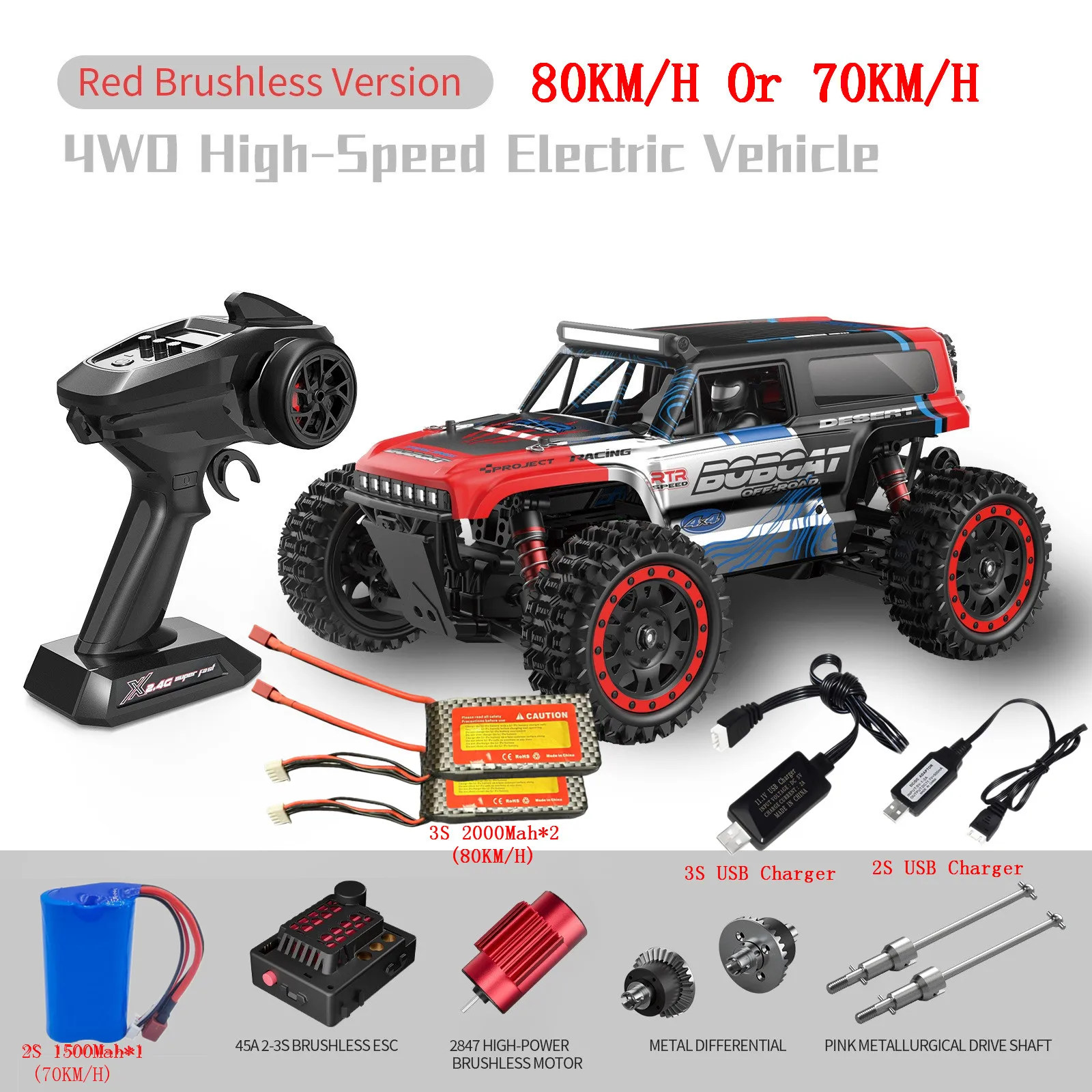 Voiture RC Brushless 80km/h 3B - Modèle Hautes Performances
