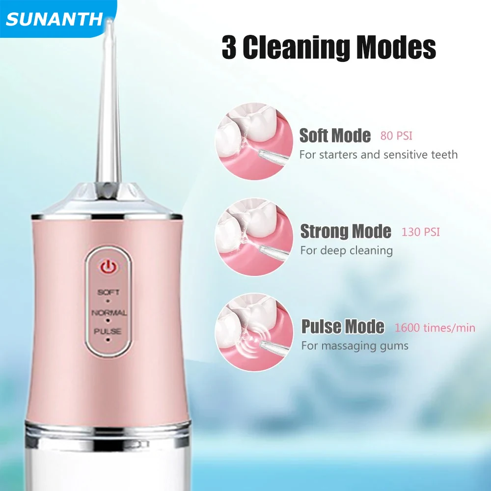 Portable Dental Iimpactor Water Flosser Oral Irrigator USB Rechargeable Water Floss Jet Tooth Pick 4 Tip Mouth Washing Machine