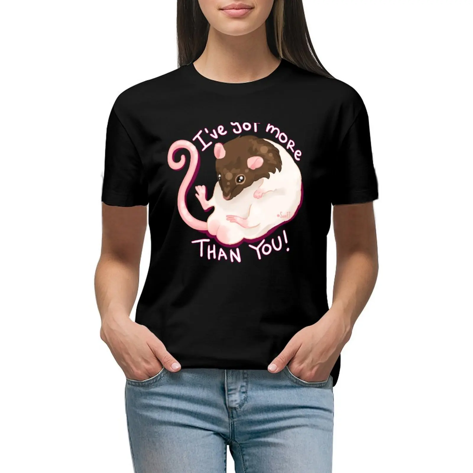 

I've got more RATS than you! T-shirt lady clothes plus size tops animal print shirt for girls rock and roll t shirts for Women
