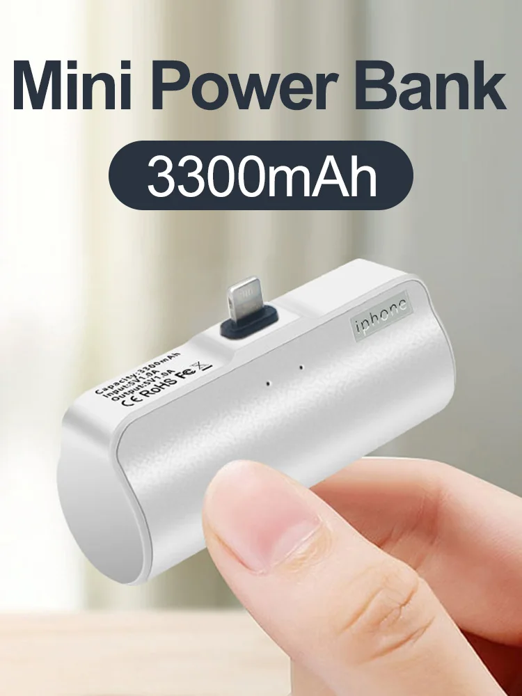 3300mAh Magnetic Mini Power Bank Portable Emergency External Battery Phone Charge Powerbank For iPhone 13 12 Redmi 10 | Мобильные