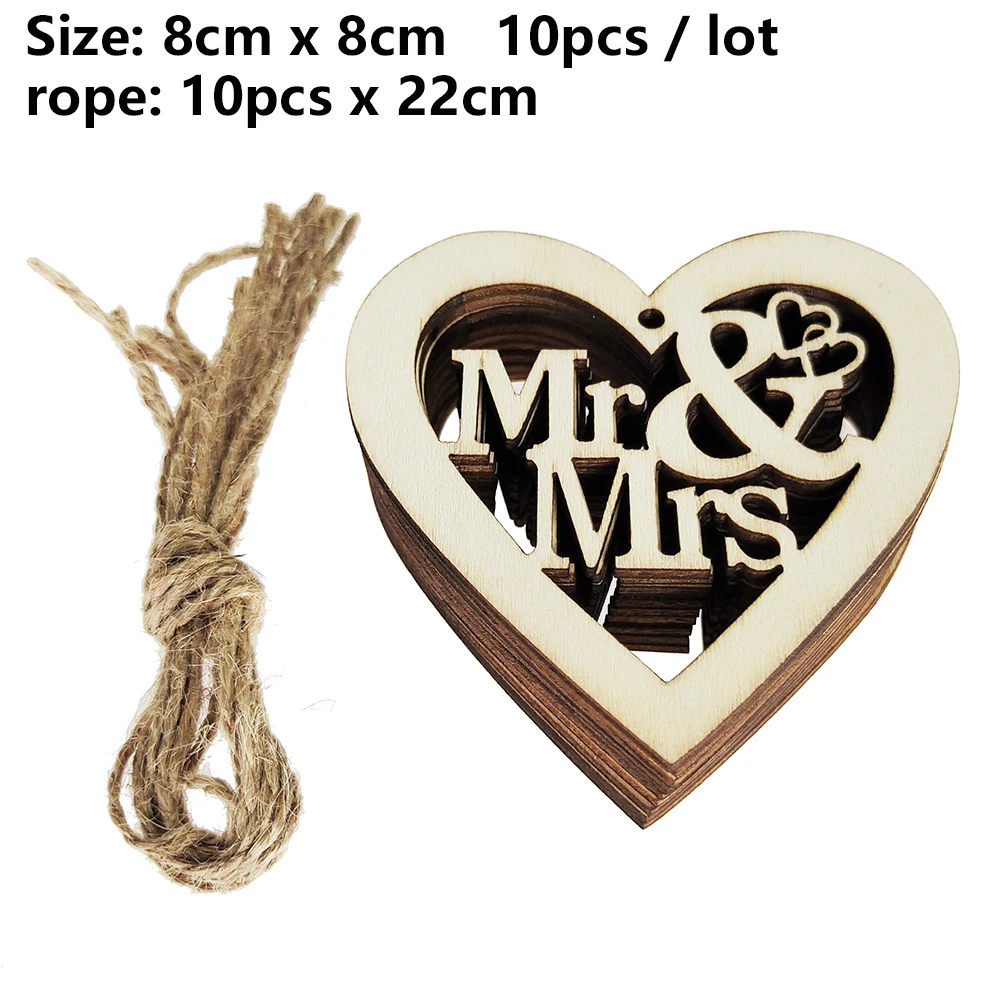 10pcs Wooden Hollow Love Heart Pendant Ornaments DIY Laser Cut Love Heart  Mr Mrs Hanging Ornament Wedding Rustic Decoration - AliExpress