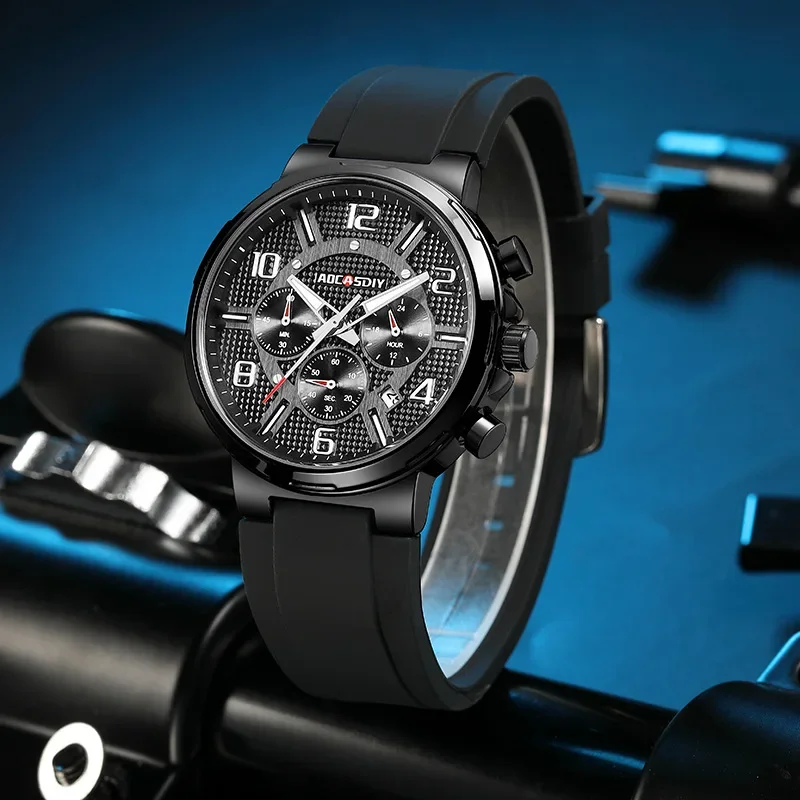 2023 new top luxury brand men's watch silica gel leisure sports calendar multi-functional quartz watch