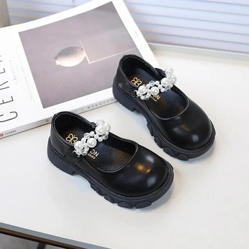Girl's Shoes Spring Autumn Luxury Kids Fashion Leather Shoes Thick Sole Causal Children Performance Black Mary Jane Simple