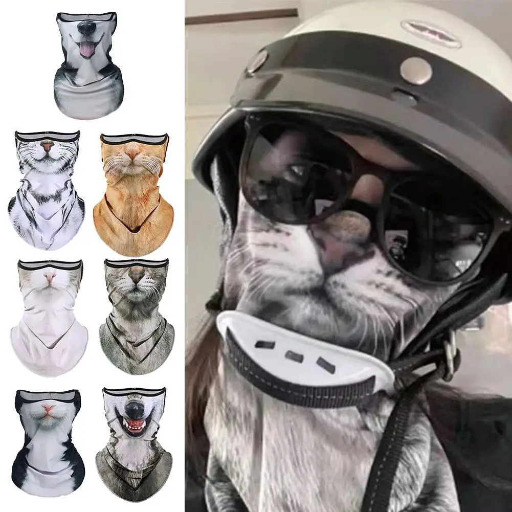 3D Animals Magic Scarf Bandana Breathable Neck Warmer Hanging Ear Outdoor Sports Triangle Face Mask Neckerchief Cycling Headgear