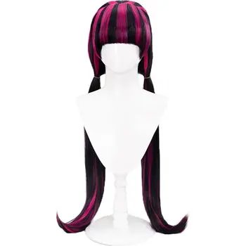 Parrucche Cosplay di Alta Qualità per Draculaura, Lunghe e Lisce, Nere e Rosa, Resistenti al Calore, in Capelli Sintetici, per Anime