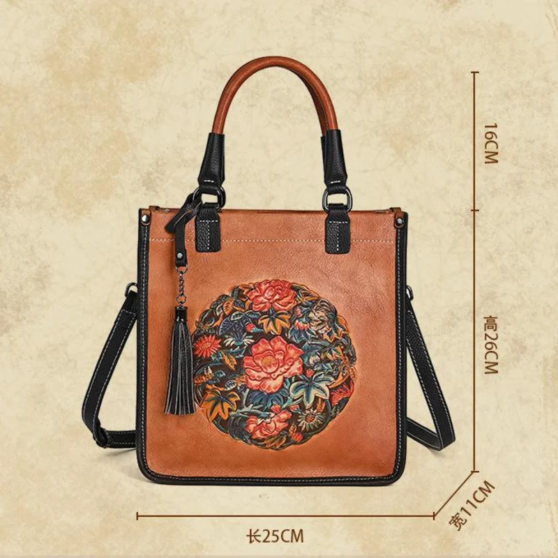 MOTAORA Large Capacity Ladies Casual Tote 2023 New Retro Embossed Women Handbags Genuine Leather Woman Shoulder High Quality Bag