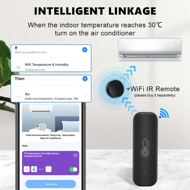 Tuya Zigbee/ WiFi Smart Temperature Humidity Sensor Indoor Hygrometer APP Remote Control Works With Alexa Google Home Smart Home 5