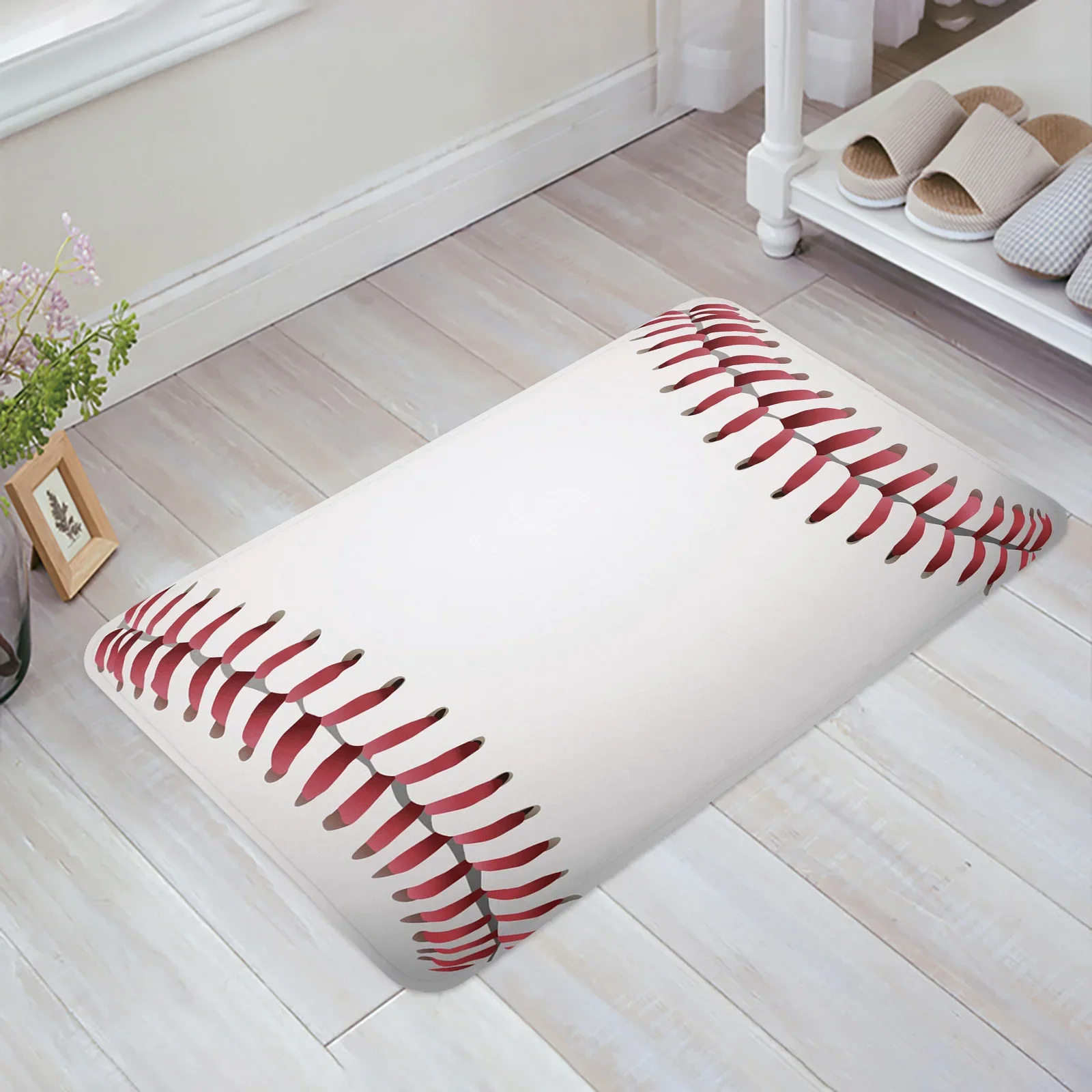 

Baseball White Floor Mat Entrance Door Mat Living Room Kitchen Rug Non-Slip Carpet Bathroom Doormat Home Decor