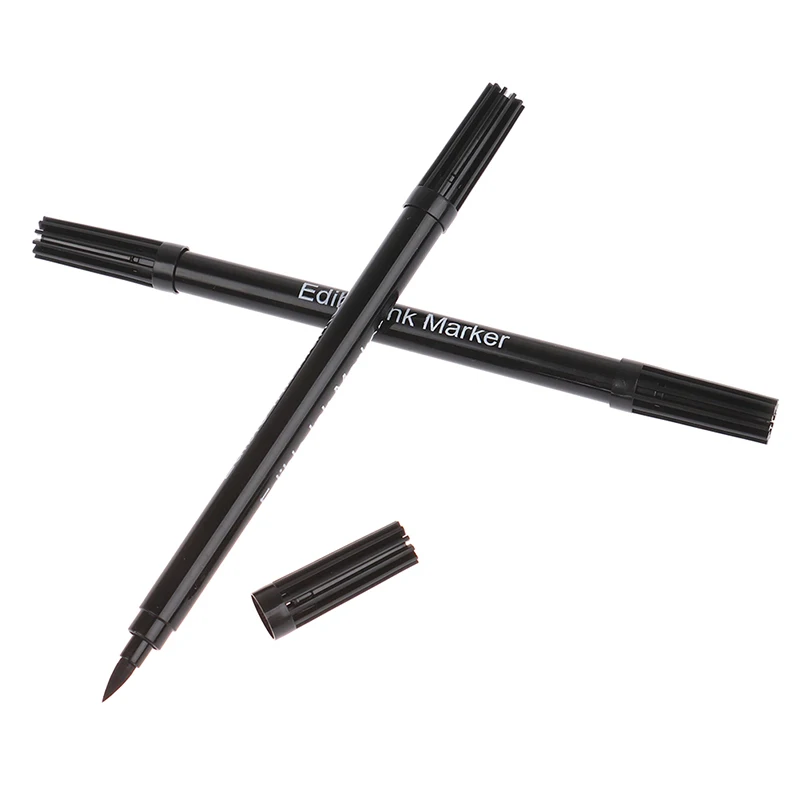 2PCS Black Food coloring Pens Double Sided Food Grade and Edible Marker Writers Food Coloring Pens