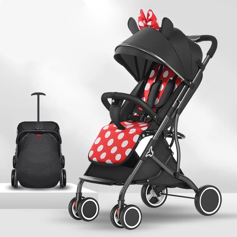 Baby Stroller Can Sit And Lie Four wheel Trolley Cart Portable Folding Baby Carriage Lightweight Travel Pram 0-3 years old