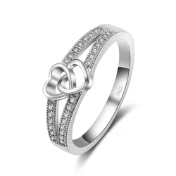 Sterling Silver Romantic Cross Love Ring for Women - Elegant Engagement Ceremony Jewelry Gift