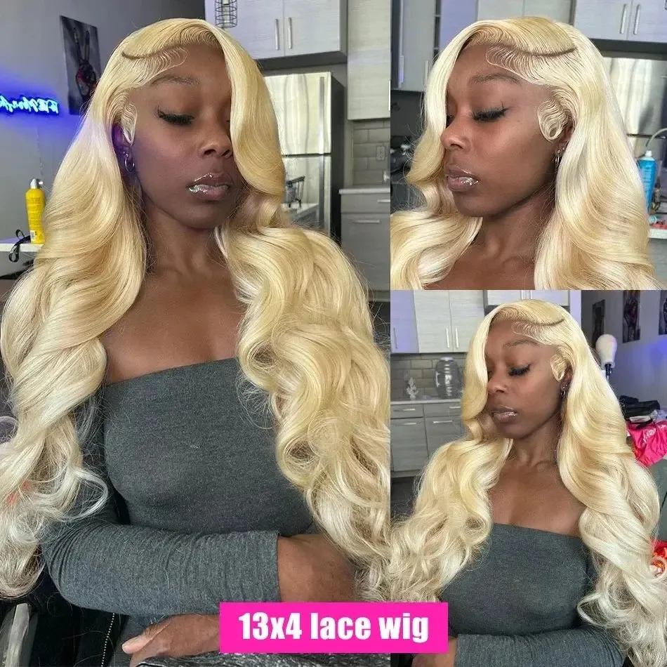 Blonde 13x4 30 40 High Inch 13x6 613 HD 250 Density Glueless Body Wave Human Hair Lace Front Wig Honey Lace Frontal Wigs Women 4