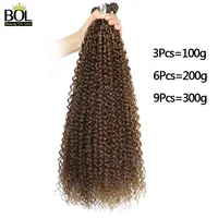 Extensions de cheveux synthétiques bouclés BOL, longs mèches bouclées Jerry, blond ombré, fausses tresses au crochet pour femmes, résistantes à la chaleur, ondulées 2