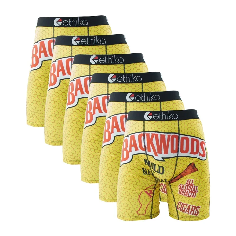 6Pcs ETHIKA Sexy Printed Men Underwear Boxer Shorts Underpants Breathable Man Panties Lingeries Plus Size Boxer Briefs S-XXXL 3