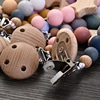 New Baby Pacifier Chain Clips Wood Pentagram Teether Silicone Round Beads Teething Chain For Care Soother Chew Toys Shower Gift 4