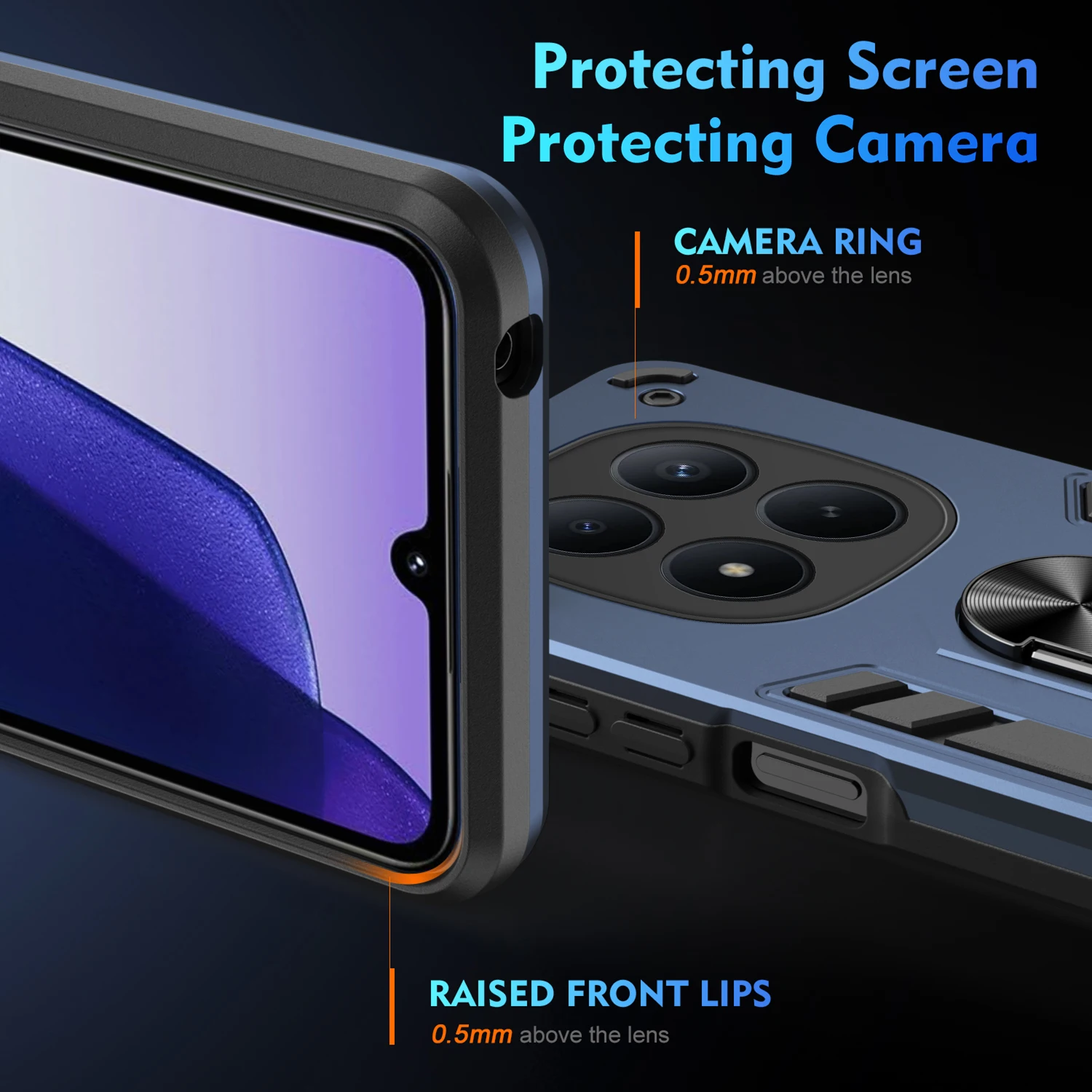 Rugged Shockproof Protective Case with Ring Stand Holder
