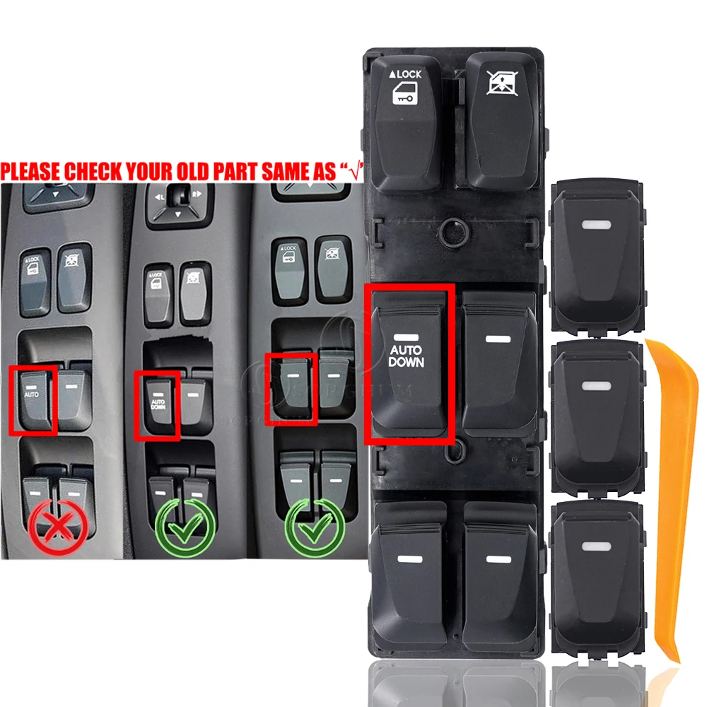 Power Single Window Lifter Switch Door Side Electric Control Button Knob For Sko