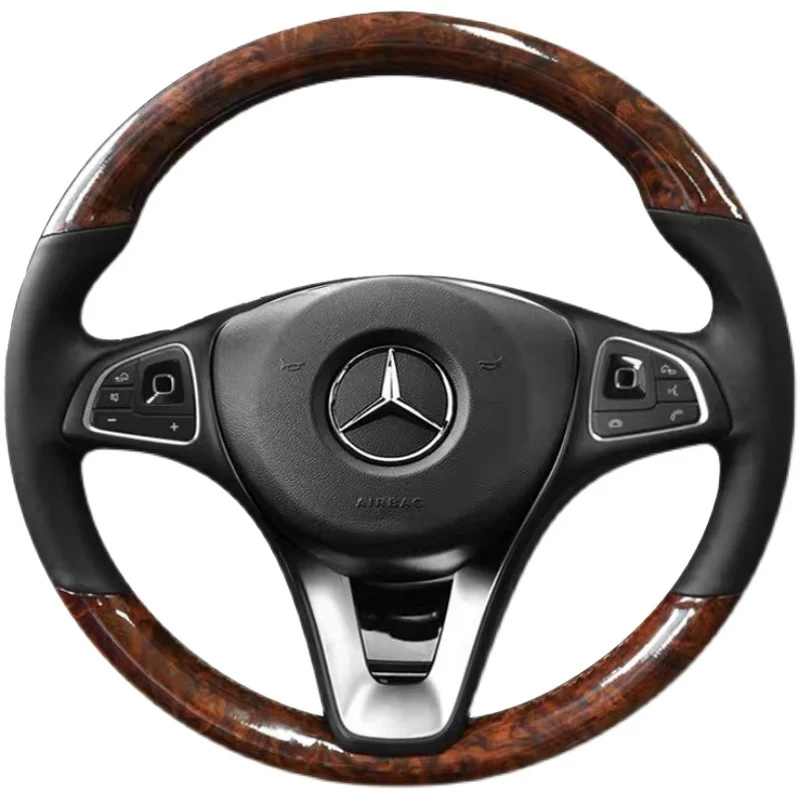 

For Mercedes-Benz New C-grade E260L GLC B-grade A-grade Peach Grain Interior Upholstery Hand Sewn Leather Steering Wheel Cover