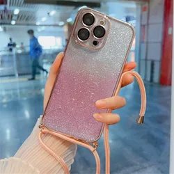 Glamorous Crossbody Glitter Lanyard Case - Soft Silicon Plating Cover for Samsung M33 (3)