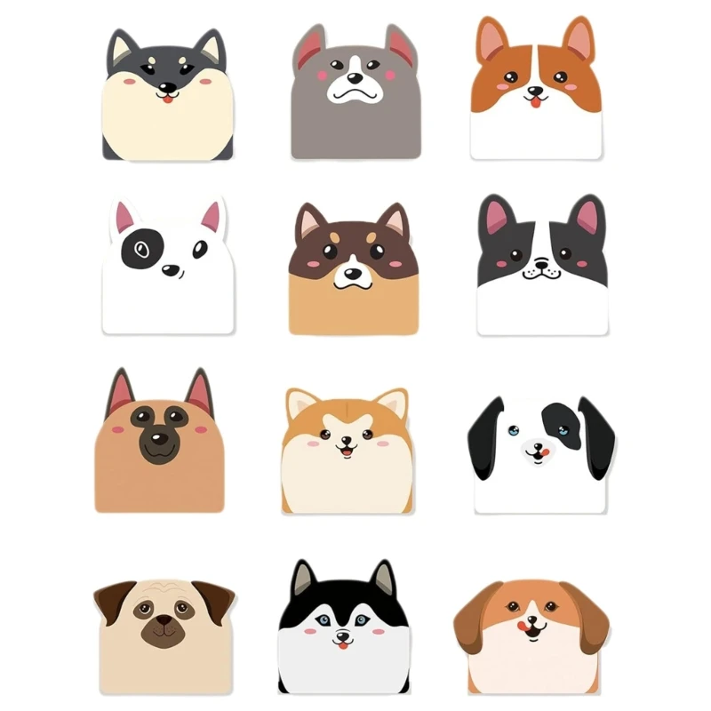 

12x стикеры для заметок с мультяшными собаками, милые животные, заметки, маленькие стикеры для заметок, школьные принадлежности,