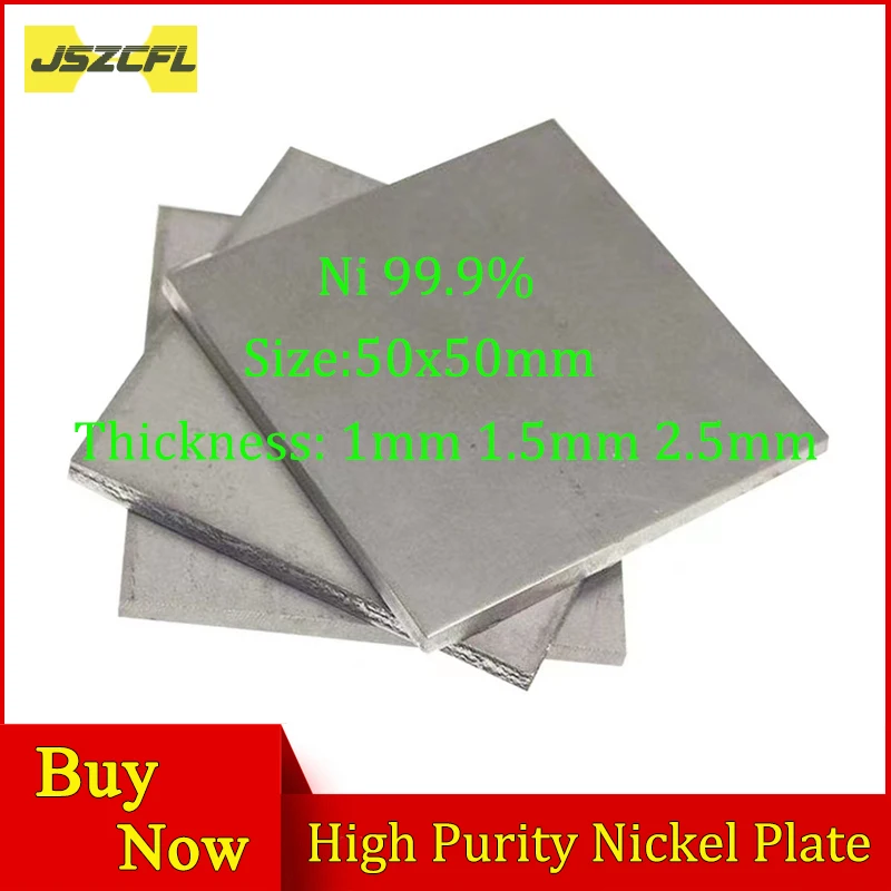 Ni 99.9% High Pure Nickel Plate Thick 0.01MM-10MM*100x100MM