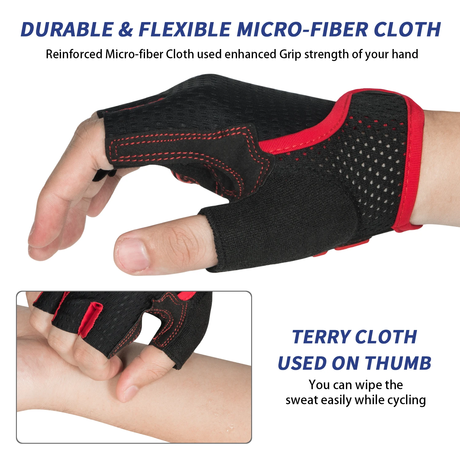 MOREOK Bicycle Gloves Half Finger Sports 5MM Gel Bike Gloves Shock-absorbing Mountain Road Biking Cycling Gloves for Men Women 3
