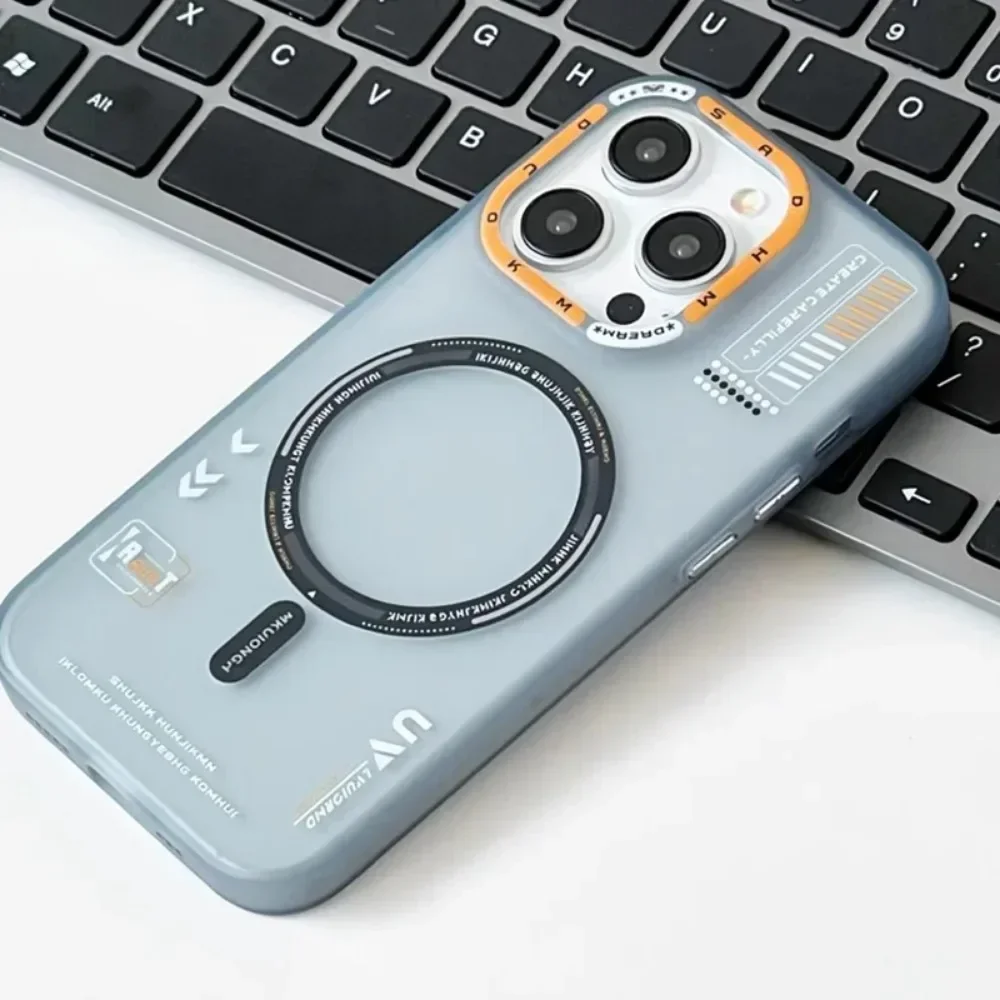 Sleek Frosted Matte Magnetic Phone Case with Metal Lens Frame and Wireless Charging Compatibility
