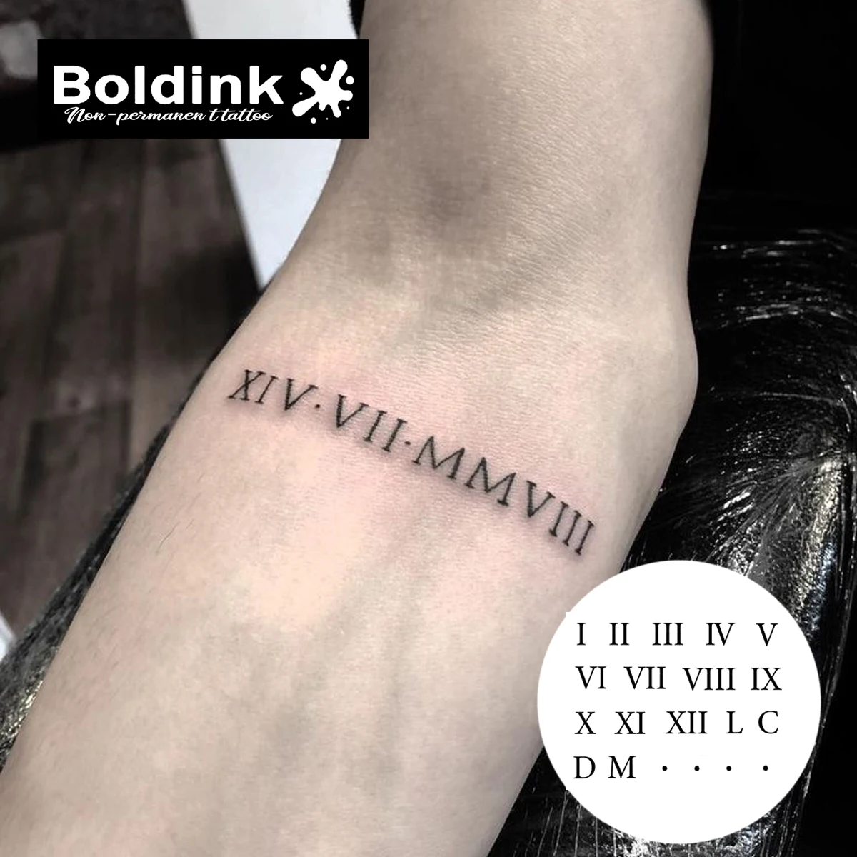 Cross Tattoo with Roman Numerals Design