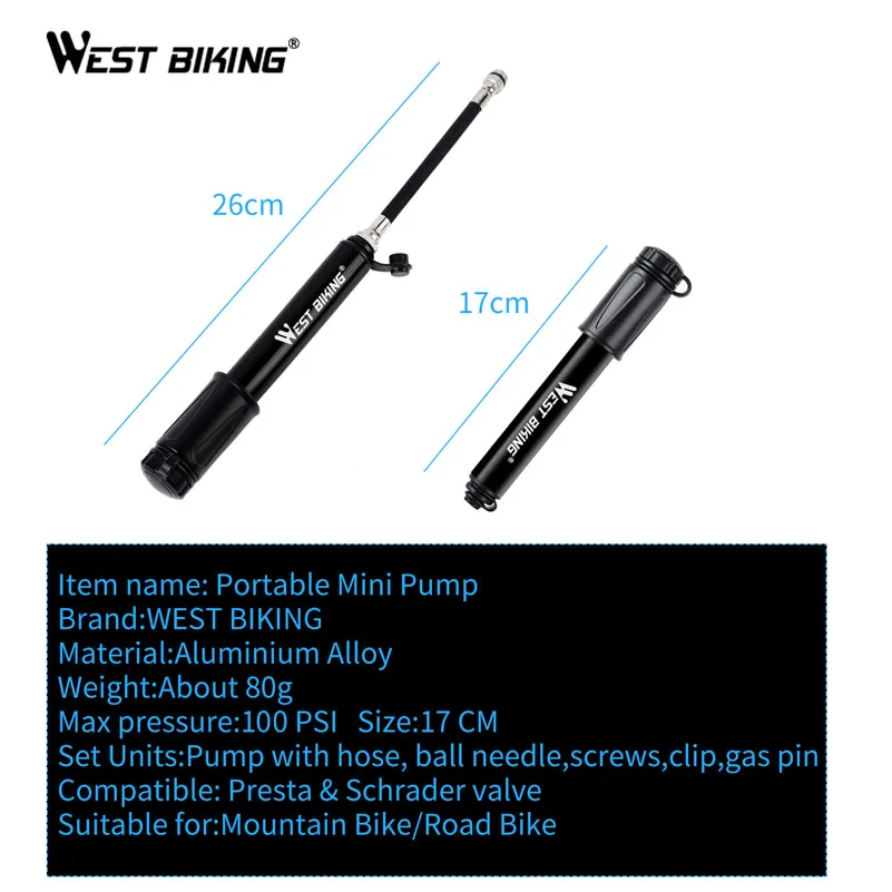 Bike Pump Portable MTB Mini Cycling Tire Inflator Hand Air Pump Scharder Presta Valve Mountain Road Bicycle Accessories