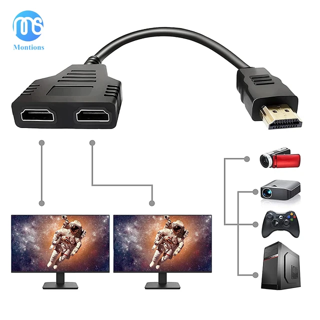 Cable divisor HDMI macho 1080P a HDMI hembra Dual Cable adaptador divisor  HDMI de 1 a 2 vías, admite dos televisores al mismo tiempo - AliExpress