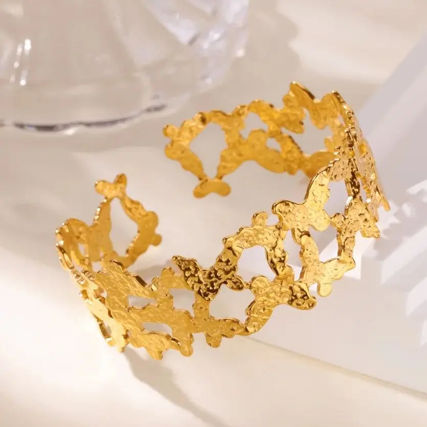 Multiple Butterfly Bracelets Gold Geometric Bangle