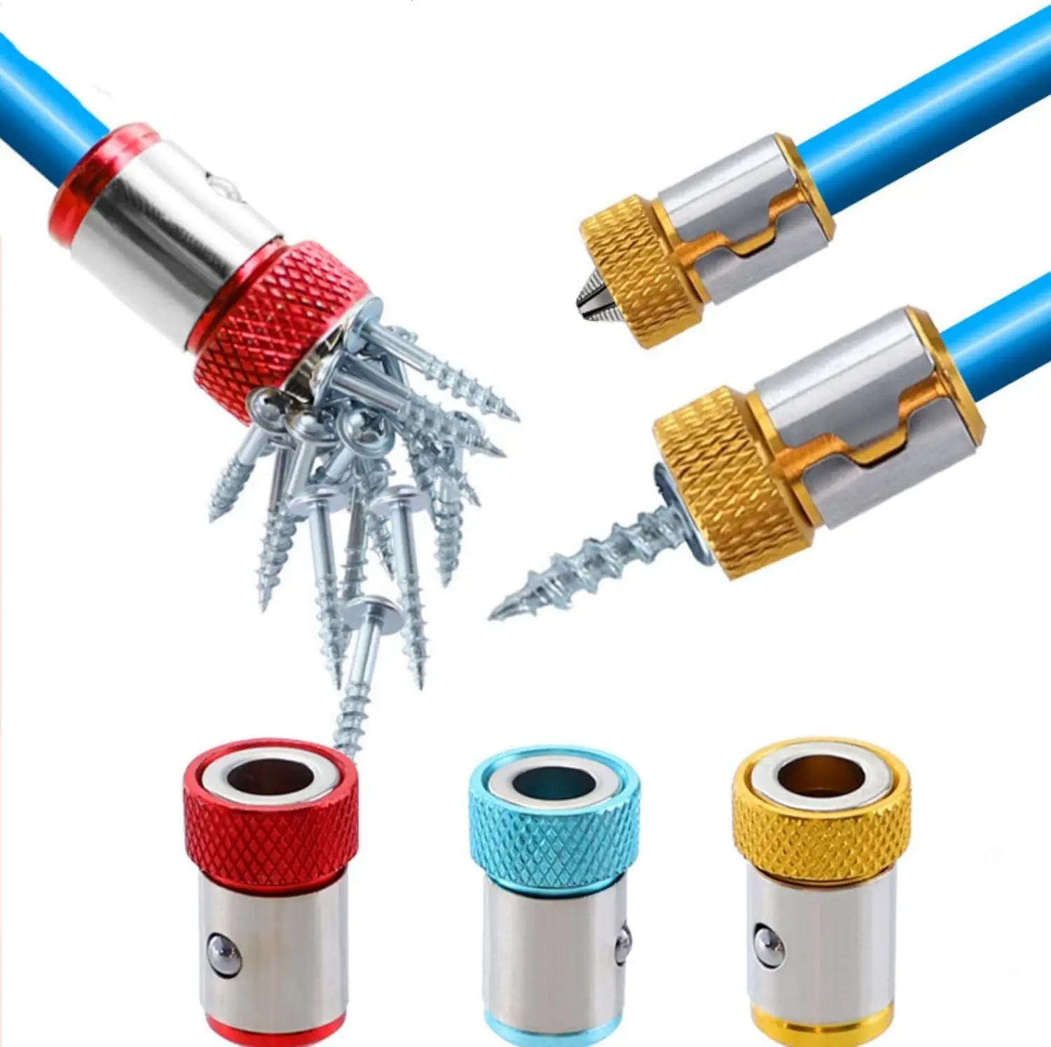 Galacok Magnetic Screw Ring Bit Magnetizer Ring Metal Magnetizer Screw Removable For 1/4 Inch/6.35mm Hex Screwdriver And Power