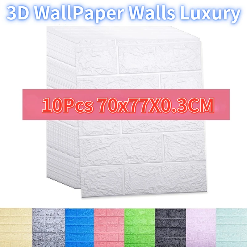 10Pcs 3D Panel Self Adhesive Home Decor Imitation Brick WallStickers Waterproof Foam Sticker Wallpapers Made Decals for Kitchen 10 sheets number sticker label sticky self labels small numbers adhesive round 1 digital consecutive classification 50