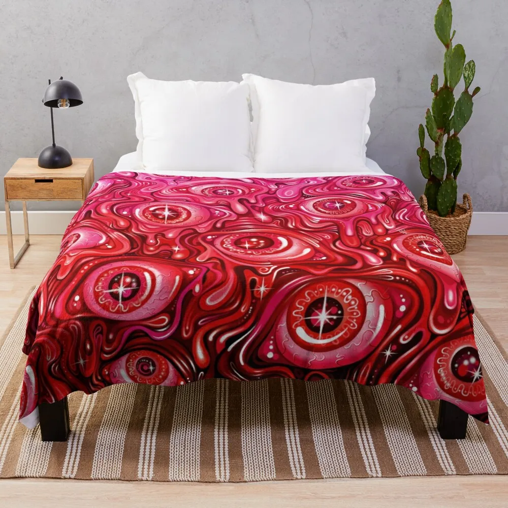 

Red Eyeball Pattern Throw Blanket Flannel Furrys Blankets