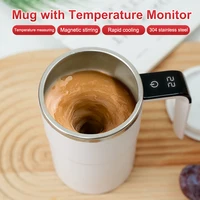 Magnetic Self Stirring Coffee Mugs Portable Automatic Mixing Cup Rechargeable Self Stirring Cup With Thermometer For Home Office 2