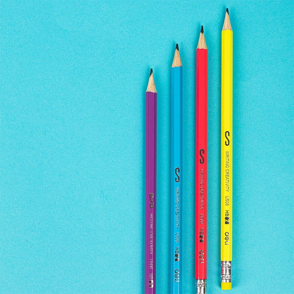 Deli 50pcs HB Wooden Pencil Lapices with Eraser for Student Children Drawing Writing Lapiz for School  Supplies Stationery 4