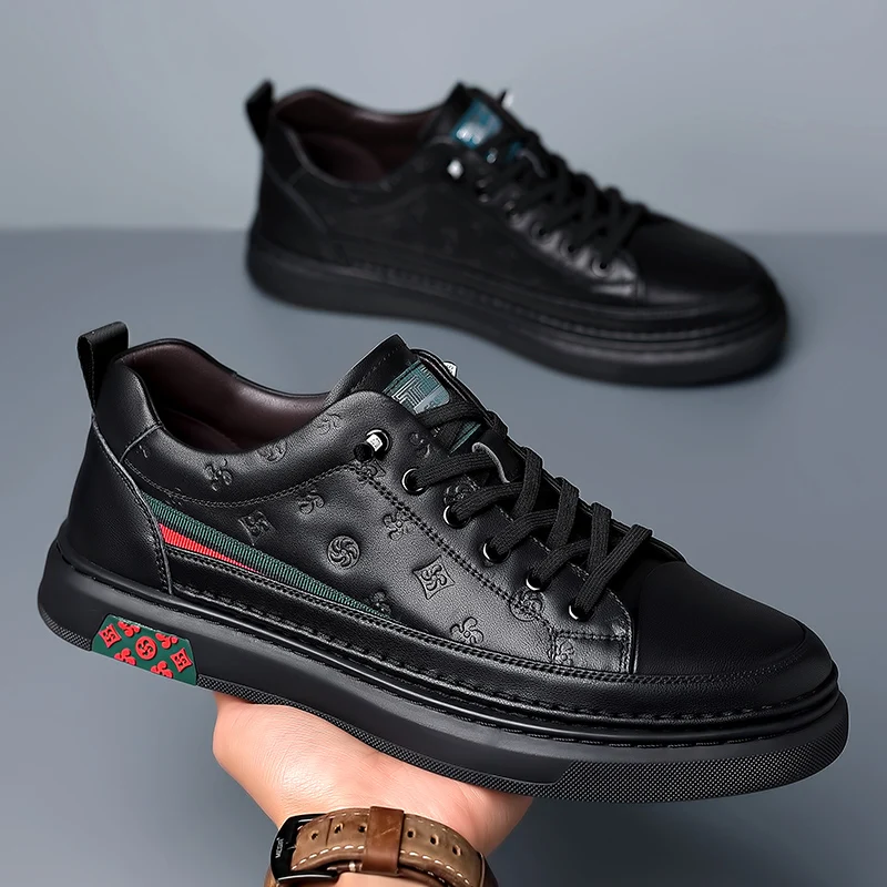2024 Spring and Autumn Men's Casual Shoes White Soft Leather Shoes Men's Sports Shoes