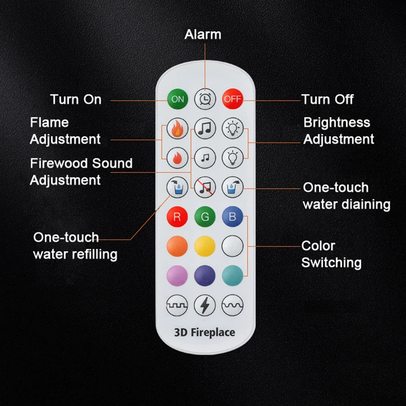 Multi color 3D atomized fireplace home fireplace decoration electronic steam humidifier simulation flame embedded