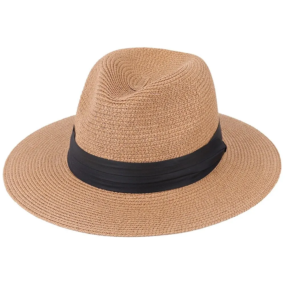 Straw Hat 1PC Summer Unisex Outdoor Vacation Beach Panama Style Flat Top