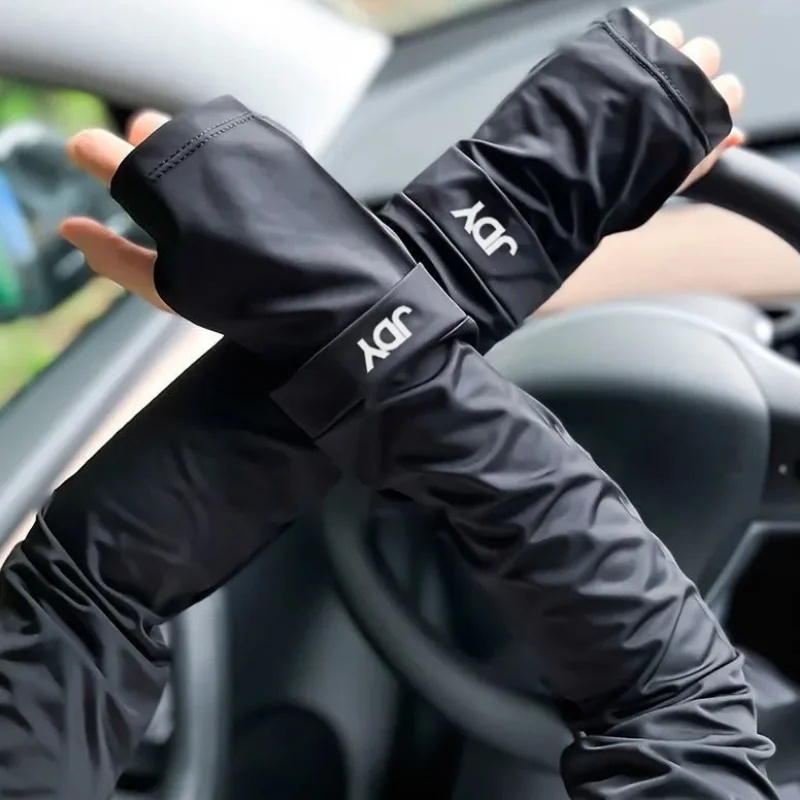 Summer New Ice Sleeves Men's Ice Silk Sleeves for Women Cool UV Protection Half Finger Gloves Outdoor Arm Sun Protection Drive