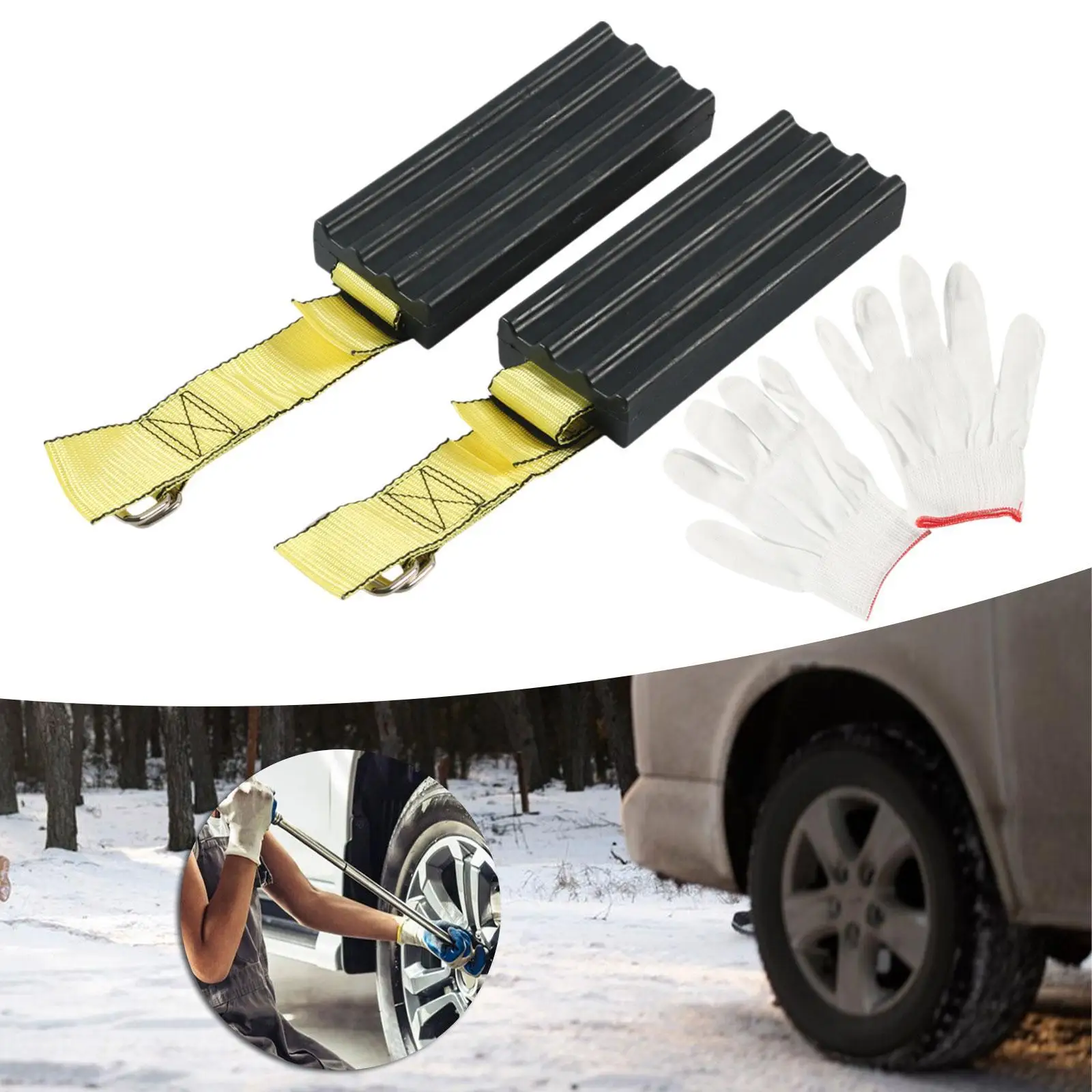 1 Pair Trucks Anti Skid Emergency Tire Straps Lightweight Sturdy for Snow Ice Mud Sand Simple Installation Generic Accessory