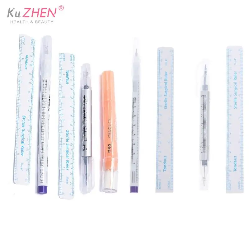 

2Pcs/set Medical Surgical Scribe Pen Eyebrow Piercing Marker Pen Sterile Surgical Ruler Permanent Tattoo Beauty Accessories