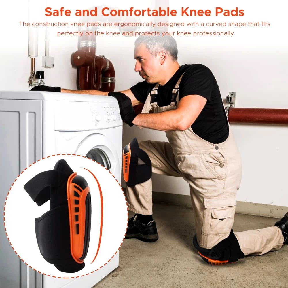 1Pair Work Knee Pads Construction Gel Knee Pads Heavy Duty Comfortable Anti-slip Foam Knee Pads for Cleaning Flooring and Garden