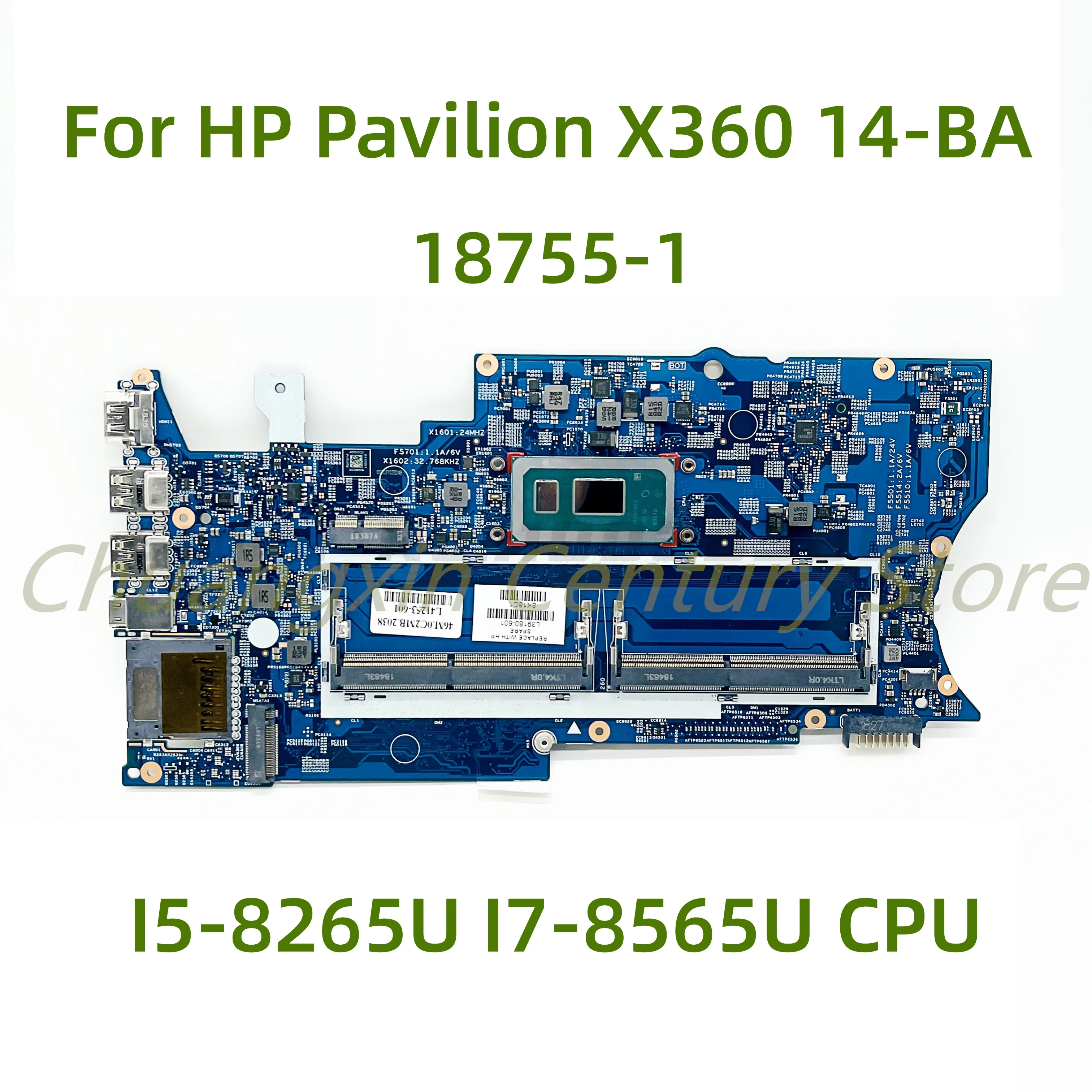 

Подходит для ноутбука HP X360 14M 14-BA253CL 14-ba, материнская плата 18755-1 с I5-8265U I7-8565U CPU 100%, протестирована, полностью работает