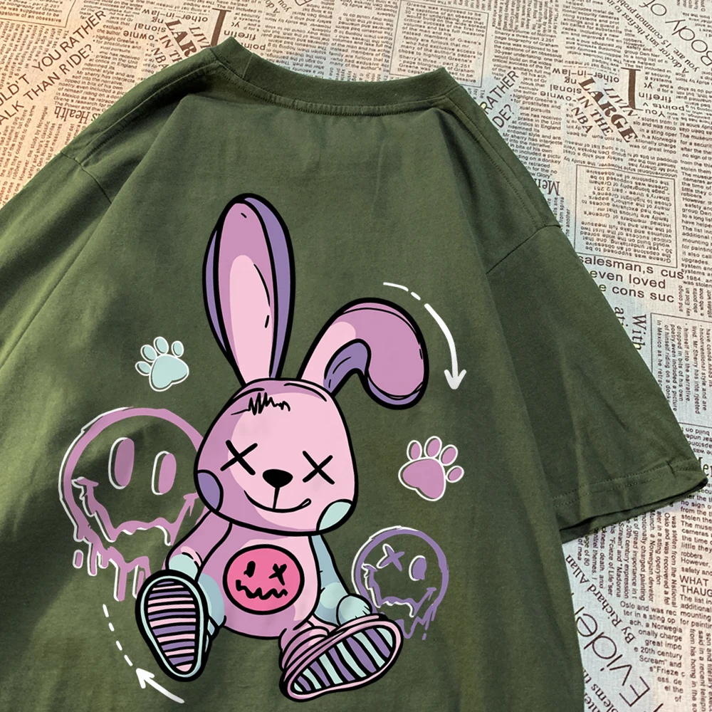 A Toy Rabbit Sitting On The Ground Mens T-Shirt Cotton Breathable Clothes Casual Tee Clothes Tshirts Loose Summer T Shirts