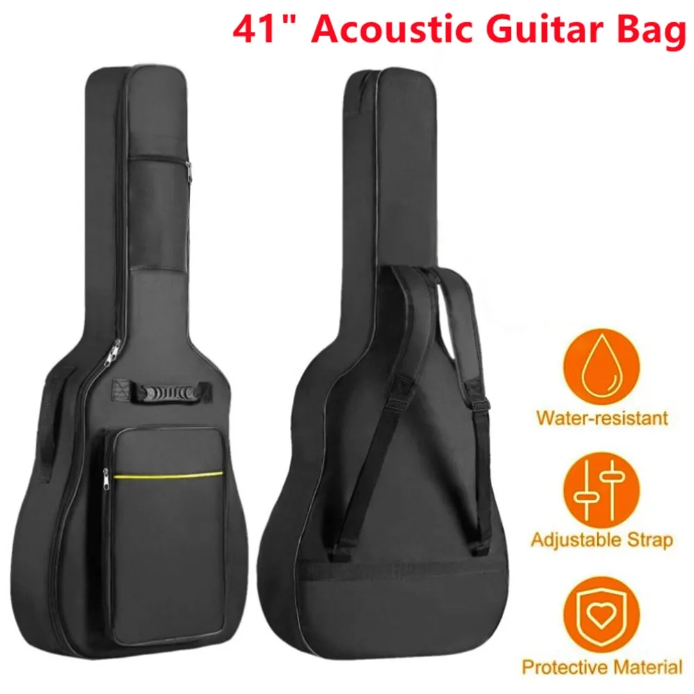 Acoustic Guitar Bag for Guitar 41inch Oxford Fabric Double Straps Padded Black Guitar Case Gig Backpack Accessories