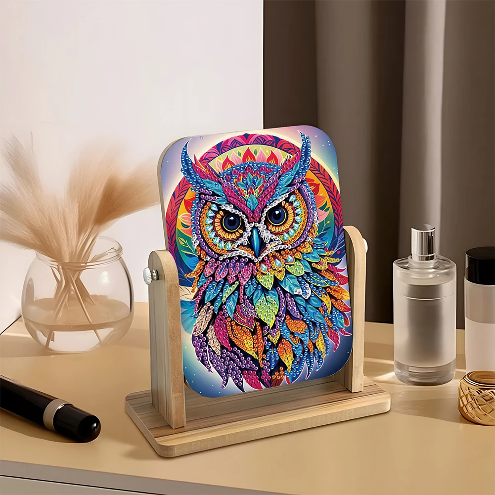 DIY Owl Diamond Painting Kit Rotatable Mirror w Diamond Painting Jewelry Box