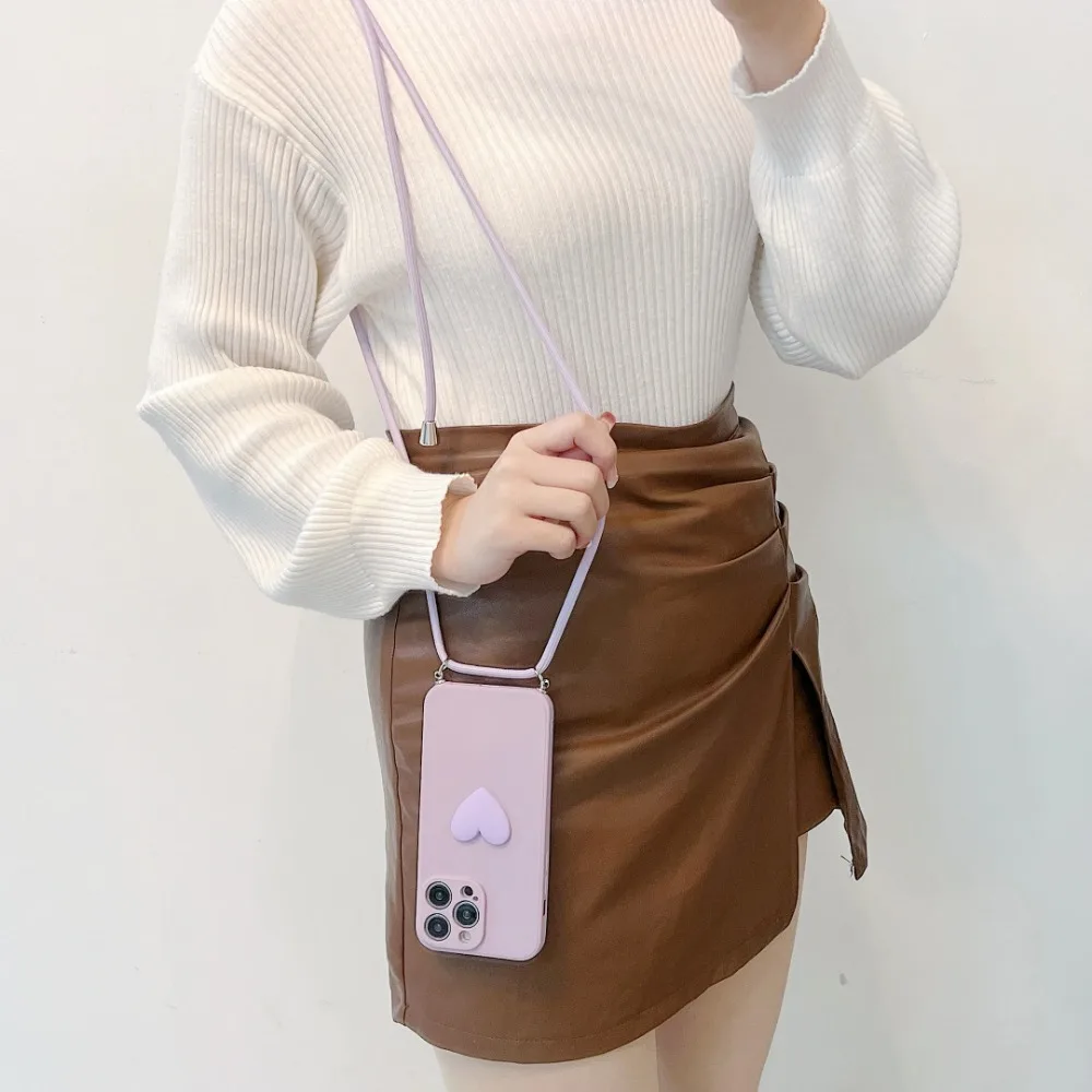 Fashionable Long Rope Shockproof Silicone Phone Case Sleeve