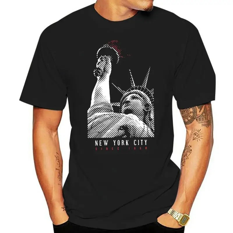 

New York City Statue Of Liberty Men'S T-Shirt Printing Apparel Tee Shirt